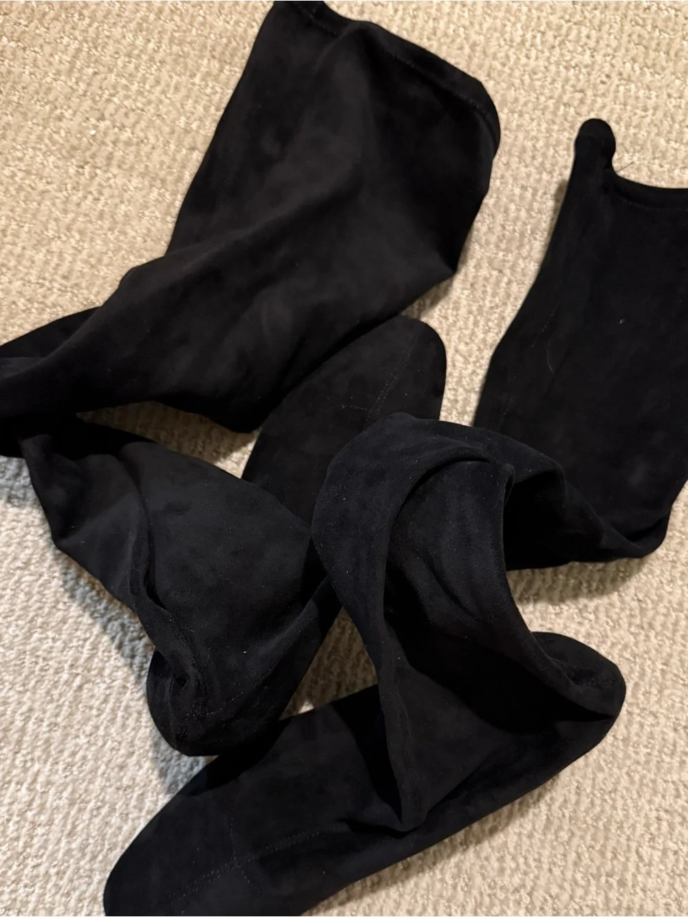 Charles & Keith Black Over-the-Knee Suede Boots